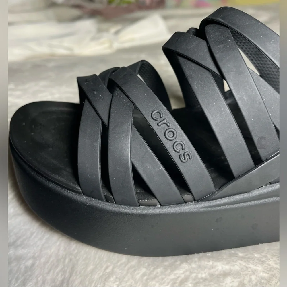 Crocs Lite Ride black Womens Wedge Sandals Sz 8